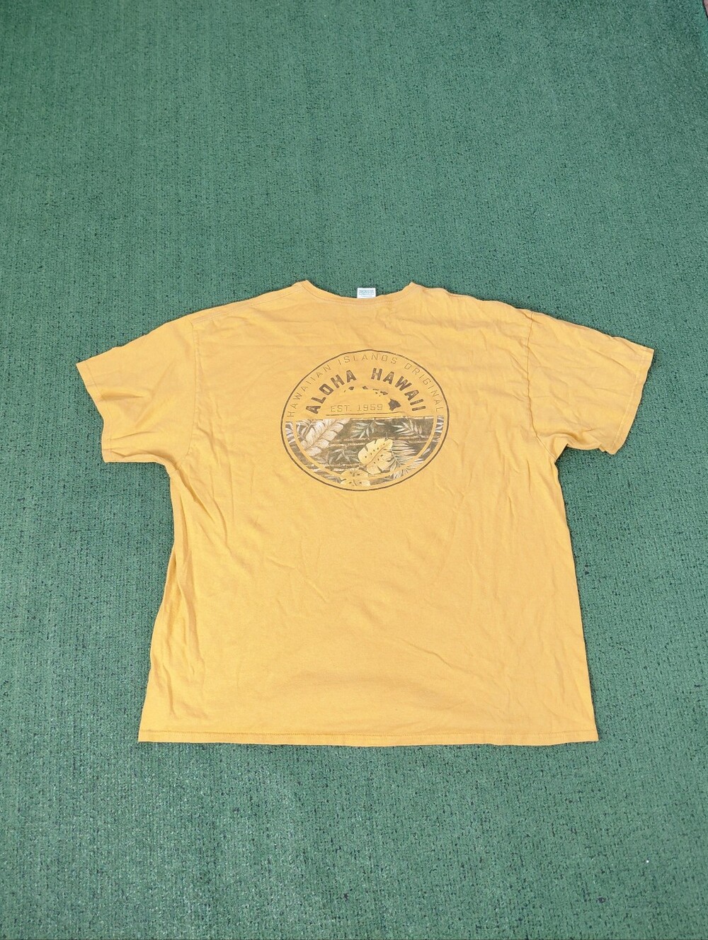 VINTAGE 2001 Aloha Hawaii Hawaiian Islands Travel Y2K Yellow T Shirt Sz XXL